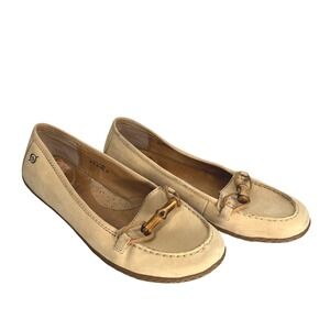 Born Womens Suede Bamboo Driving Loafers Size 8.5 Tan Slip On Old‎ Money Comfort